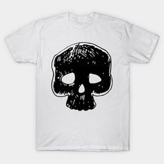 Hand drawn stylized illustration of human skull. Halooween illustration. -- Choose from our vast selection of Crewneck and V-Neck T-Shirts to match with your favorite design to make the perfect graphic T-Shirt. Pick your favorite: Classic, Boxy, Tri-Blend, V-Neck, or Premium. Customize your color! For men and women. Skull Screen Print Graphic Tee, Graphic Tee T-shirt With Skull Screen Print, Spooky Skull Print T-shirt For Streetwear, White Skull Print T-shirt For Fans, White Skull Graphic Print T-shirt, White Skull Shaped Grunge T-shirt, White Grunge T-shirt With Skull Design, White Punk T-shirt With Skull Print, Halloween Fan Merchandise T-shirt With Skull Print