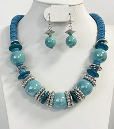 Turquoise Beaded Dangle Necklaces, Turquoise Jewelry With Round Spacer Beads, Turquoise Jewelry With Round Wooden Beads, Turquoise Dangle Jewelry With Colorful Beads, Turquoise Jewelry With Dangling Round Beads, Adjustable Turquoise Necklace With Wooden Beads, Turquoise Wooden Beads Jewelry Gift, Blue Wooden Beads Jewelry For Jewelry Making, Turquoise Necklaces With Round Wooden Beads