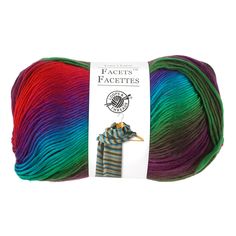 a skein of multicolored yarn on a white background