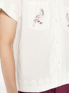 BODE Embroidered short-sleeve Shirt - Farfetch Planet People, Five Points, Embroidered Shorts, White Cotton, Short Sleeve Shirt, Sleeve Shirt, Top Brands, Short Sleeves, Embroidery