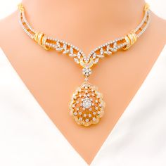 exclusive-v-shaped-vine-diamond-set Gold Bridal Necklace With Elegant Design, Opulent Formal Necklace With Elegant Design, Luxury Filigree Diamond Necklace For Formal Occasions, Elegant Gold Bridal Necklace For Formal Occasions, Luxury Diamond Jewelry Sets For Festive Season, Formal Gold Plated Filigree Jewelry Sets, Elegant Filigree Jewelry Sets, Elegant Yellow Gold Bridal Necklace With 17 Jewels, Elegant Gold Plated Bridal Necklace For Anniversary