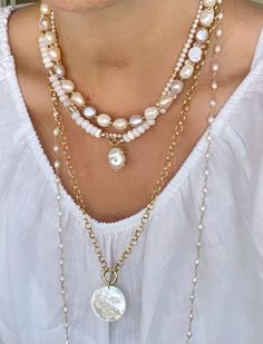 Summer fun. Pink opal necklace. Beads. Nugget pearls. Opal. Layering necklace, gift ideas. Necklace. Necklace Gift Ideas, Socal Style, Necklace Beads, Necklace Layering, Layering Necklace, Pink Opal, Opal Necklace, Beads Necklace, Necklace Gift