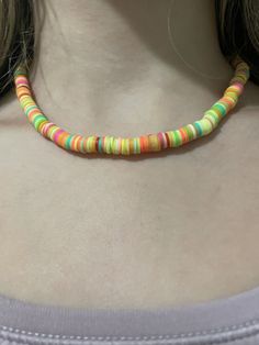 Tropical color mix necklace. Casual Yellow Round Bead Necklaces, Trendy Orange Necklaces For Beach, Multicolor Long Necklace For Summer, Colorful Round Beads Casual Necklace, Handmade Multicolor Casual Necklaces, Colorful Casual Round Bead Necklaces, Trendy Yellow Necklaces For Beach, Trendy Yellow Necklace For Beach, Casual Colorful Round Beads Necklace