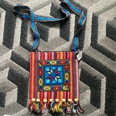 Mexican Crossbody Bag New Multicolor Crossbody Shoulder Bag, Multicolor Crossbody Shoulder Bag With Mobile Phone Bag, Multicolor Crossbody Satchel With Mobile Phone Bag, Blue Rectangular Bags For Festival, Multicolor Summer Bag With Cell Phone Pocket, Multicolor Crossbody Festival Bag, Multicolor Crossbody Bag For Festivals, Multicolor Shoulder Bag With Cell Phone Pocket For Festival, Blue Tote Shoulder Bag For Festivals