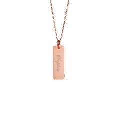 Petite vertical rose gold name bar! This small vertical name bar can be engraved on both sides of the rose gold plated necklace. Necklaces For Mom, Coordinates Jewelry, Rose Gold Bar, Jewelry For Kids, Family Tree Necklace, Vertical Bar, Gold Bar Necklace, Monogram Jewelry, Cz Stud Earrings