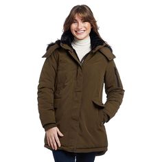 Show off your winter style in this Women's Nine West Hooded Faux Fur Trimmed Storm Weight Parka. Click on this WOMEN'S GUIDE to find the perfect fit and more! Show off your winter style in this Women's Nine West Hooded Faux Fur Trimmed Storm Weight Parka. Click on this WOMEN'S GUIDE to find the perfect fit and more! FEATURES Warm and comfortable inner quilting 4 functional front entry welt pockets, 1 functional upper sleeve zip closure pocket Fishtail hem with D-string stopper Removable hood wit Casual Insulated Parka For Fall, Fitted Winter Parka With Faux Fur Lining, Winter Fitted Parka With Faux Fur Lining, Winter Solid Parka With Faux Fur Trim, Fall Winter Parka For Cold Weather, Fitted Winter Parka With Faux Fur Trim, Fall Parka For Cold Weather, Cold Weather Fall Parka For Winter Wear, Casual Parka With Faux Fur Trim For Cold Weather