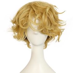 Category:Synthetic Wig; Gender:Men's; Wig Type:Cosplay Wig; Color Shade:Blonde; Hair Material:Synthetic Hair; Cap Construction:Machine Made; Texture:Curly; Length:Short; Heat Resistant:Yes; Listing Date:03/15/2024; Hairstyle:With Bangs; Can Be Permed:No Male Head Base, Blonde Wig Curly, Tommy Core, Persona Ideas, Short Blonde Wig, Hair References, Blonde Hair Boy, Closet Cosplay, Brown Curls