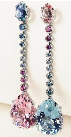 Gorgeous Aquamarine, Tourmaline & Amethyst 34CTW Water Drop All Occasion Earring Pendulum Earrings, Black Diamond Earrings, Electroformed Jewelry, Earrings Hoop, Accessories Diy Jewelry, I Love Jewelry, Girly Jewelry, Gorgeous Jewelry, Gems Jewelry