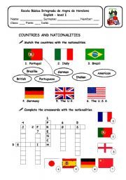 a crossword puzzle with countries and their flags on the page, complete with answers