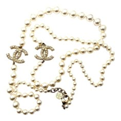 This is part of Chairish’s Costume Jewelry assortment.  Chanel Gold CC Scatter Pearl Pearl Long Necklace 100 yr Anniversary  *Marked 17 *Made in France *Comes with the original box  -It is approximately 40" -The pendants are approximately 0.9" x 1.25". -Wear it double or triple to create your own style -In an excellent condition Layering Pearl Necklaces, Chanel Vintage Jewelry, Chanel Jewelry Aesthetic, Istanbul Shopping, Chanel Pearl Necklace, Chanel Costume Jewelry, Vintage Chanel Jewelry, Pearl Long Necklace, Gray Beaded Necklace