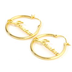 Our personalized hoops offer a new way to enjoy the look of this exquisite design. The design is clever and delicate. Whether you're looking for bridal earrings to perfectly match your rings, or just searching for the perfect gift, there are no more perfect earrings than the ones you'll design with our artists.Material: 925 SilverPlating Color: Silver, Yellow Gold, Rose Gold Personalized Adjustable Hoop Jewelry, Wedding Nickel Free Huggie Hoop Earrings, Nickel-free Huggie Hoop Earrings For Wedding, Small Hoop Earrings For Wedding, Small Hoop Pierced Earrings For Wedding, Wedding Gold Plated Small Hoop Earrings, Custom Name Hoop Jewelry For Anniversary, Nickel-free Hoop Jewelry For Anniversary, Personalized Drop Earrings For Anniversary