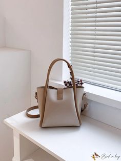 BirdinBag - Stylish Turn Lock Bucket Bag with Inner Pouch - Perfect Mothers Day Gift Trendy Square Bucket Bag As Gift, Rectangular Satchel For Daily Use, Beige Square Box Bag For Gift, Square Beige Box Bag For Gift, Beige Bags For Daily Life, Trendy Beige Bags For Daily Use, Trendy Beige Bags For Daily Life, Beige Bucket Box Bag For Gifts, Beige Bucket Box Bag As Gift