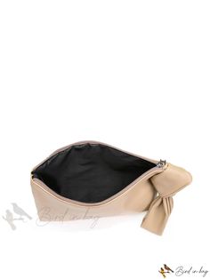 Bird in Bag - Square Bag Knot Decoration PU Leather Chic Cosmetic Bag With Zipper Closure, Chic Cosmetic Pouch With Zipper Closure, Elegant Faux Leather Travel Clutch, Beige Zipper Pouch Clutch, Chic Brown Coin Purse With Removable Pouch, Beige Clutch With Zipper Pouch, Chic Brown Pouch With Zipper, Chic Brown Zipper Pouch, Chic Brown Cosmetic Bag For Everyday