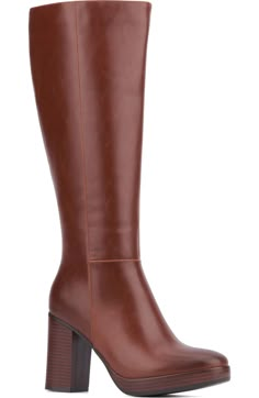 NEW YORK AND COMPANY Felicity Knee High Boot (Women) | Nordstromrack Brown Knee-high Boots With Medium Width, Tall Heeled Boots For Office, Faux Leather Mid-calf Boots For Office, Wide Calf Faux Leather Knee-high Boots For Work, Wide Calf Heeled Boots For Workwear, Faux Leather Knee-high Boots For Work, Casual Faux Leather Knee-high Boots For Work, Casual Knee-high Boots For Workwear In Faux Leather, Casual Knee-high Faux Leather Boots For Work