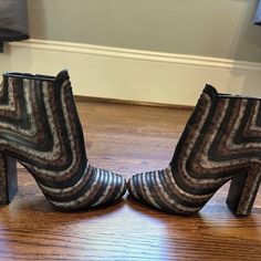 Only Worn Once - These Shoes Are In Great Condition! Very Fashionable And Well Made Shoes That Got A Lot Of Compliments. Salvatore Ferragamo Shoes, Ferragamo Shoes, Black Tan, Shoes Heels Boots, Black And Tan, Zig Zag, Salvatore Ferragamo, Shoes Women Heels, Heeled Boots