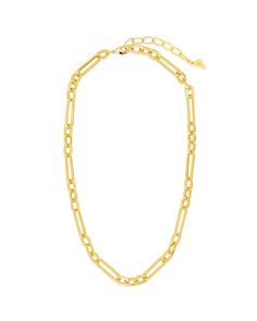 Make a statement and stand out from the crowd with this unique Carmen Chain Necklace. Featuring a mixed link chain with alternating sizes, it's the perfect layering accessory for every occasion. So go ahead, let your style shine! Materials: 14K gold or rhodium plated brass Features: Measures 16" with 2" extender, 0.25" width, Lead & Nickel free, lobster clasp Chic Chain Link Metal Necklace, Chic Metal Link Necklace, Chic Metal Necklaces With Rectangular Links, Chic Oval Link Metal Necklace, Chic Metal Oval Link Necklace, Chic Chunky Chain Necklaces, Chic Metal Chain Necklace With Rectangular Links, Chic Chain Necklace With Chunky Oval Link, Chic Oval Link Chunky Chain Necklace