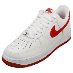 Classic style meets modern comfort in these iconic Nike Air Force 1 '07 trainers. Crafted from premium white leather with bold red accents, these shoes offer a timeless look that effortlessly elevates any outfit. The durable textile linings and insoles provide all-day cushioning, while the rubber sole ensures reliable traction on various surfaces. Secure your perfect fit with the classic lace-up closure. FJ4146-106 Style: AIR FORCE 1 07 Outer: Leather Lining: Textile Fastening: Lace-Up Sole: Rubber Colour: White Red Sup. Ref.: FJ4146-106 NOTICE FOR EU CUSTOMERS: YOU ARE RESPONSIBLE FOR IMPORT DUTIES AND VAT AT THE DESTINATION COUNTRY FOR ANY ORDERS ABOVE 150 EUROS Subscribe to Newsletter Mens Womens Kids Accessories Sale Brands LOW COST UK DELIVERY RATES LOW INTERNATIONAL DELIVERY RATES 30 Mens Trainers Fashion, Nike Air Force Men, Dragon Rouge, Basket Nike, Mens Fashion Sneakers, Athletic Shoes Nike, Nike Force, Nike Air Force 1 07, Trainers Fashion