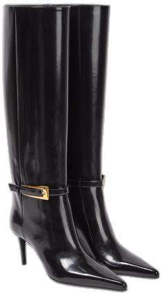 Luxury Knee-high Boots With Leather Sole For Business, Luxury Calf Leather Knee-high Boots For Business, Luxury Knee-high Calf Leather Boots, Luxury Knee-high Calf Leather Boots With Leather Sole, Luxury Knee-high Boots, Formal Pointed Toe Patent Leather Knee-high Boots, Luxury Business Knee-high Boots With Round Toe, Luxury Knee-high Boots With Round Toe For Business, Luxury Calf Leather Knee-high Heeled Boots