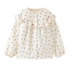 Cute Zara Polka Dot Shirt For Toddler Girl, Brand New, Pet And Smoke Free House Playful Long Sleeve Cream Tops, Cute Beige Ruffled Tops, Cute Spring Polka Dot Tops, Cute Polka Dot Top For Spring, Playful Long Sleeve Tops With Ruffles, Cute Beige Long Sleeve Blouse, Cute Cotton Ruffled Blouse, Cute Zara Blouse For Spring, Cute Long Sleeve Beige Blouse