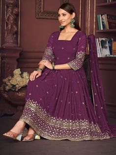 Introducing our stunning "glamorous purple embroidered georgette function wear anarkali suit" - a must-have ensemble for your upcoming festivals and functions. This beautiful purple suit is crafted from luxurious georgette material, with intricate sequin and embroidered work that exudes elegance and sophistication. The semi-stitched design ensures a perfect fit for sizes up to 42 inches, while the matching crepe pants and georgette dupatta complete the stylish look.
This ensemble include the exq Purple Suit, Georgette Material, Crepe Pants, Purple Suits, Georgette Dupatta, Anarkali Suit, Anarkali, Sequin, Must Haves