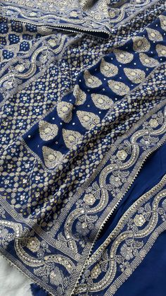 Blue Georgette Saree | Banarasi Saree | khaddi Georgette | Designer Saree | Bollywood Saree This stunning Blue  festive saree online, perfect for a bride at her haldi function. Boasting a beautiful Banarasi Butti work pattern and made from pure Georgette, this saree is sure to turn heads. Its unique vintage design can also be used for a multitude of crafting ideas, such as creating a dress, window dressing, upholstery, sarongs, throws, dress making, and table linen. Each item is pre-owned and we Blue Georgette Saree, Pakistani Saree, Khaddi Georgette Saree, Festive Saree, Haldi Function, Sari Design, Saree Bollywood, Saree Banarasi, Work Pattern