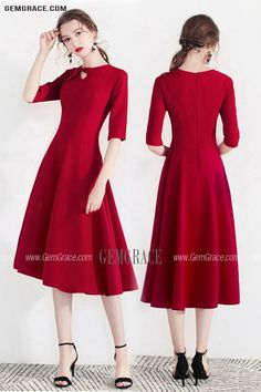 Modest Aline Red Semi Party Dress With Retro Bow Ref#HTX97023 at GemGrace. #HomecomingDresses Shop now to get $10 off. Pro custom-made service for wedding dress, formal dress. View Homecoming Dresses,Red Homecoming Dresses,Simple Homecoming Dresses,Burgundy Homecoming Dresses,Modest Homecoming Dresses,Semi Formal Dresses for more ideas. Click to shop now! #BuyableHomecomingDresses Party Fit And Flare A-line Tea Length Dress, Cocktail A-line Midi Dress With Bow, Red A-line Midi Dress For Banquet, Party A-line Tea Length Fit And Flare Dress, Evening A-line Midi Dress With Bow, Elegant Red Fit And Flare Dress, Elegant Fitted Dresses With Red Bow, Elegant Solid Holiday Dresses, Elegant Solid Color Holiday Dress