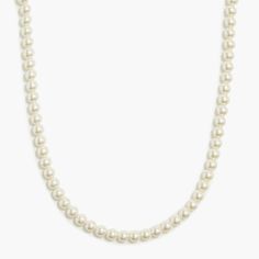 Pearl strand necklace Classic Pearl Chain Choker Jewelry, Classic Pearl Chain Choker, Elegant Single Strand Choker Necklace, Chic Pearl White Choker Jewelry, Pearl White Single Strand Choker, Classic Single Strand Necklace With Round Beads, Classic Single Strand Chain Necklace With Round Beads, Chic Single Strand Pearl Jewelry, Elegant Layered Necklace With Round Beads As Gift