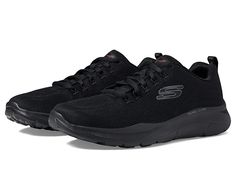 SKECHERS Equalizer 5.0 - Men's Shoes : Black/Black : If you are looking for a versatile pair of shoes which you can wear while running or carrying out your gym sessions, the Skechers Equalizer 5.0 Sneakers are an apt pick. Jersey fabric and synthetic upper. Textile and synthetic lining. Skechers Air-Cooled Memory Foam cushioned comfort insole. Stretch Fit design with stretch laces on the upper for a flexible fit and sock-like comfort. Relaxed Fit offers roomy comfort on the toe and the forefoot. Synthetic Sneakers With Arch Support For Gym, Athletic Fit Fade-resistant Walking Shoes For Sports, Functional Black Walking Shoes With Moisture-wicking, Black Moisture-wicking Walking Shoes For Errands, Functional Black Moisture-wicking Walking Shoes, Black Technical Running Shoes With Moisture-wicking, Technical Black Running Shoes With Moisture-wicking, Synthetic Walking Shoes With Arch Support For Training, Dynamic Synthetic Running Shoes With Moisture-wicking