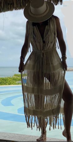 ALLE BOHO "CABO" Unlined V-neck Maxi Dress For Beach, Beige V-neck Beach Dress For Vacation, Long Beachwear Swimwear As Beach Cover-up, Beige V-neck Beach Dress Cover-up, Beige V-neck Cover-up For Vacation, Beach Season V-neck Sundress Cover-up, Bohemian V-neck Swimwear For Beach, Bohemian Sleeveless Beach Cover-up Swimwear, Unlined V-neck Cover-up For Vacation