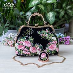 Hello! Welcome to my store! Wish you have a satisfying purchase！ When you have to think of a beautiful, meaningful, impressive gift for your lover, mother or friends then this will be the perfect choice for you! ⭐Don't hesitate to contact us if you have any questions! Thank you *Embroidered handbag ⭐The bag is handmade, each stage is meticulously cared for by skilled craftsmen. ⭐The bag is embroidered with very prominent, strange and beautiful ribbons. ⭐The bag is made of velvet fabric +The inne Elegant Rectangular Bag For Mother's Day, Elegant Embroidered Handheld Bag, Evening Velvet Bag With Handwork, Luxury Black Bags With Floral Embroidery, Luxury Embroidered Velvet Bag, Luxury Black Bag With Floral Embroidery, Embroidered Handbag, Purse Gift, Embroidered Clothes