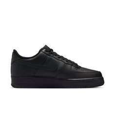 Step into style and comfort with the Nike Air Force 1 '07 Triple Black. This classic low-top icon of the AF-1 line features a sleek yet subtle design, bringing out all that is timeless in Nike's history. The smooth leather upper is completely black, paired with a comfortable and durable Air sole to ensure your feet stay cushioned as you walk. The Nike Air embroidery on the heel tab adds a touch of retro flair to the already attractive look, with a metallic lace tag giving this iconic sneaker an edge. Completely modernized but still respecting its heritage, the Nike Air Force 1 '07 Triple Black will be the perfect addition to any casual outfit. Its top-tier quality design ensures you will get plenty of wear from this sneaker for seasons to come. Nike Air Force 1 Modern Streetwear, Classic Low-top Nike Air Force 1 For Sports, Nike Air Force 1 Casual Streetwear With Embossed Logo, Classic Nike Air Force 1 Low-top Sports Shoes, Nike Casual Sneakers With Embossed Logo, Casual Nike Sneakers With Embossed Logo, Nike Air Force 1 Low-top With Embossed Logo, Classic Sports Sneakers With Embossed Logo, Modern Nike Air Force 1 Low-top For Streetwear