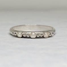 Pearl Ring Band in Sterling Silver Pearl Ring Band, Silver Band Wedding Ring, Vintage Promise Rings Silver, Untraditional Engagement Rings Silver, Silver Pearl Wedding Ring, Wedding Rings Silver Diamond, Pearl Engagement Ring Silver, Silver Simple Engagement Rings, Silver Wedding Bands Women