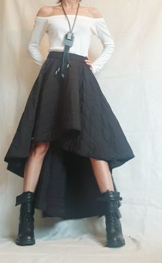 "Long Short Skirt, Winter Skirt, Extravagant Skirt ❤️ Extravagant designs and high quality fabrics! You can wear it like a skirt, dress and tunic On the inside there are links to find and customize in your own way ❤️ Materials & Care Polyester, Wadding Hand wash at low temperatures. Do not machine dry. Do not iron. Do not dry clean! ❤️ Sizing We can make your piece from XS to 5XL! Everything in the shop can be also made according to your measures free of charge! ❤️ Shipping ✈ Ready to ship T Cocktail Skirt, Steampunk Shoes, Skirt Circle, Steampunk Skirt, Gothic Skirt, Cocktail Skirts, Skirt Winter, Gothic Boots, Asymmetric Skirt