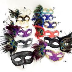 More Colors Feather masquerade mask women stick mask or ribbon mask Filigree design masquerade mask on stick painted and embellished with Feathers, shimmer and jewels. S H I P P I N G - Processed same day or within 24 hours. 1-2 day guaranteed delivery, add item to cart, click shipping tab for rates. Pls leave a check out note with your need date & contact number Msg for delivery time frames (Include your state/country) S I Z E fits adults and kids. Detailed dimensions available upon request Adjustable Masquerade Mask For Mardi Gras, Adjustable Mardi Gras Party Mask, Multicolor Masquerade Mask For Halloween Party, Multicolor Masks For Masquerade Carnival, Black Masquerade Mask For Party And Festivals, Black Masquerade Mask For Party Festivals, Multicolor Masquerade Mask For Carnival, Multicolor Masquerade Mask For Mardi Gras, Mardi Gras Costume Masquerade Mask