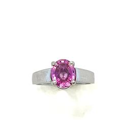 "Gorgeous natural pink sapphire in a 10K white gold ring.  The pink sapphire is perfectly accented by the clean white gold. Marked 10K.  Ready for your commitments or as a wonderful addition to your personal jewelry collection. FREE SHIPPING! Details:  10K White Gold: (shown in picture) Natural Sapphire: (1) 7.8 mm x 6.7 mm oval Approximate Gem Weight: 1.5 carat Gem Color: Pink Ring Size: 5 1/4 Total Weight: 3.8 grams FREE domestic shipping by USPS Priority Mail and includes delivery confirmation and insurance. If the item is to be shipped internationally Etsy will calculate postage. Please notify us at purchase if you are buying more than one item and we will gladly combine shipping. 7 day \"no hassle\" return policy money back guarantee. If for any reason you are not 100% thrilled with y Classic Pink Ruby Ring With Accent Stones, Classic Pink Ruby Ring With Center Stone, Pink Ruby Ring With Vvs Clarity, Formal Pink Ruby Ring In Sterling Silver, Pink Amethyst Ring With Pink Sapphire And Accent Stones, Pink Sapphire Ring In Sterling Silver, Fine Jewelry Pink Sapphire Ring In Sterling Silver, Pink Sapphire Sterling Silver Ring, Pink Sapphire Ring Birthstone Fine Jewelry