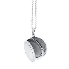 This round photo locket makes a perfect heirloom gift. Crafted in polished sterling silver, this locket fits four photos and hangs from a 20-inch chain. | Round Photo Locket | Sterling Silver Necklace | White | Size 20" | Helzberg Diamonds Helzberg Diamonds, Heirloom Gifts, Detail Shop, Photo Locket, Free Shopping, Chain Lengths, Locket, Sterling Silver Necklaces, Silver Necklace