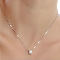 New. Only The Pendant Is For Sale Dainty Diamond Necklace, Silver Jewelry Necklace, Diamond Solitaire Necklace, Cz Pendant, Crystal Necklace Pendant, Girly Jewelry, Silver Pendant Necklace, Box Chain, Wholesale Jewelry