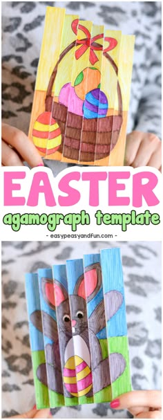 an easter card made out of paper and colored pencils