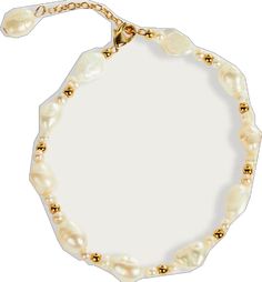 a bracelet with pearls and gold beads