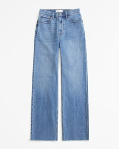 Our classic relaxed jeans in a medium wash with a raw hem. This fit features a 10.5” high rise, is fitted at the waist and hips, and eases at the thigh into a relaxed, full-length leg shape. This jean is made from our vintage stretch fabric which features both an authentic vintage look and contains slight built-in stretch for additional comfort. Imported. Ireland Outfits, High Rise 90s Relaxed Jean, Abercrombie Jeans, Outfit Collage, Women's Bottoms, Abercrombie And Fitch Jeans, Relaxed Jeans, Loose Jeans, Medium Wash Jeans