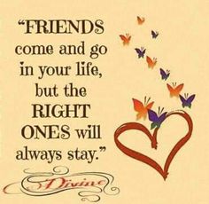 a quote with butterflies flying out of it and the words friends come and go in your life, but the right ones will always stay