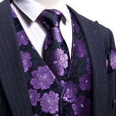 Purple Waistcoat, Waistcoat Suit, Business Vest, Gold Man, Silk Vest, Suit Waistcoat, Vest And Tie, Dress Attire, Classy Men