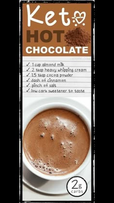 the label for keto hot chocolate is shown