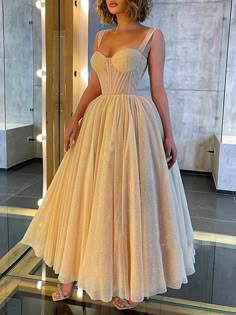 Ball Gown Prom Dresses Corsets Dress Wedding Party Ankle Length Sleeveless Spaghetti Strap Tulle with Glitter Sequin 2023 2023 - US $142.99 Tea Length Prom Dress, Corset Dress Prom, Sweetheart Prom Dress, Wedding Dresses Corset, Prom Dresses Modest, Sequin Prom Dresses, Prom Dresses Online, فستان سهرة, Gown Prom