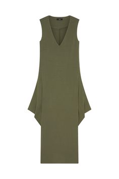 Turn heads in this chic sleeveless dress and its flattering silhouette. Pair with your favorite heels or dress down with casual sneakers. Sleeveless Tapered silhouette Midi length V-neck Modern Sleeveless Maxi Dress For Spring, Chic Longline Spring Dress, Modern V-neck Spring Dresses, Summer Workwear Midi Dress With High-low Hem, Modern Sleeveless Dress For Summer, Modern Sleeveless Maxi Dress For Work, Chic V-neck Viscose Dress For Summer, Modern Sleeveless Maxi Dress For Summer, Modern Sleeveless Maxi Dress