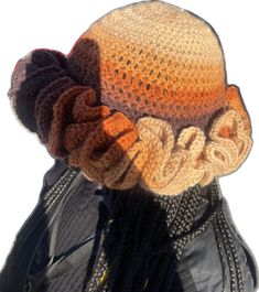 Adjustable Handmade Brown Cloche Hat, Hand Knitted Adjustable Hat For Fall, Adjustable Bonnet For Fall, Adjustable Brimmed Bonnet For Fall, Adjustable Hand Knitted Beanie, Adjustable Hand Knitted Crochet Hat For Fall, Adjustable Brown Crochet Hat, Handmade Adjustable Brown Bonnet, Hand Knitted Mini Hats With Wide Brim