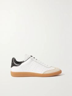 ISABEL MARANT Bryce suede-trimmed perforated leather sneakers | NET-A-PORTER Net A Porter Sneakers, Classic High-top Sneakers With Round Toe And Perforations, Calf Leather Sneakers With Perforations And Round Toe, Classic Sneakers With Perforations, Calf Leather Sneakers With Gum Sole And Round Toe, Classic Tennis Sneakers With Contrast Sole, Classic Tennis Sneakers With Round Toe, Tennis Sneakers With Gum Sole And Round Toe, Custom Leather Slip-on Sneakers With Rubber Waffle Outsoles