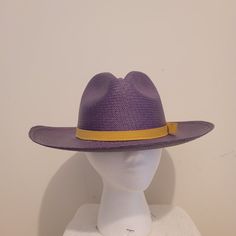 Unisex Large/X-Large Purple With Gold Band Panama Classic Flexfit And Timeless Design Embodies Generations Of Tradition And Authenticity. It Is The Perfect Finishing Touch To Any Look While Providing Protection From The Sun. Handwoven By Expert Artisans With Everlasting Toquilla Straw. Brim Size - 2-3/8” (6cm). Crown Size - 4-3/8” (11cm). Dimension - 13" X 12.5" X 4.5". Lined Internally With 100% Cotton. Features A Fine Polyester And Cotton Headband. Made In Ecuador Fitted Purple Hat With Short Brim, Purple Wide Brim Hat For Spring, Purple Spring Hat One Size Fits Most, Casual Purple Wide Brim Sun Hat, Casual Purple Hat With Flat Brim, Casual Purple Flat Brim Hat, Casual Purple Sun Hat With Short Brim, Adjustable Purple Hats For Vacation, Purple Beach Hats For Spring