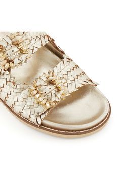 Woven leather straps and crystal-embellished buckles make this sandal a glam, modern addition to your everyday look. Leather upper/synthetic lining and sole Imported Glam Modern, Modern Addition, Dune London, Sandal Women, Everyday Look, Leather Straps, Womens Sandals, Leather Upper, Nordstrom