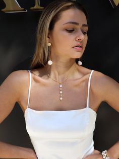 Introducing our Trio Pearl Drop Necklace featuring a captivating drop of three pearls, exuding timeless elegance and sophistication. Complete your look with Pearl Org Earrings. Elegant Pearl Drop Dangle Necklace, Formal Dangle Pearl Drop Necklace, Elegant Dangle Pearl Necklace With Pendant, Elegant Pearl Necklace With Dangle Pendant, White Pearl Drop Necklace With Dangle, White Teardrop Pendant Jewelry With Pearl Chain, Elegant Long Drop Pearl Necklace, Long Drop Pearl Necklace With Pearl Pendant, Long Drop Pearl Necklace With Pearl Charm